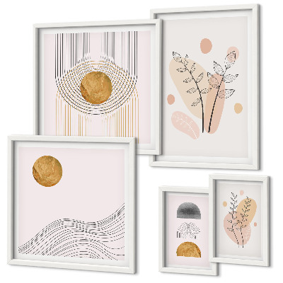 Set om 5 tavlor Snygga minimalistiska växter