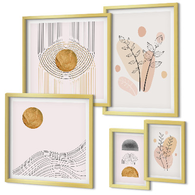Set om 5 tavlor Snygga minimalistiska växter