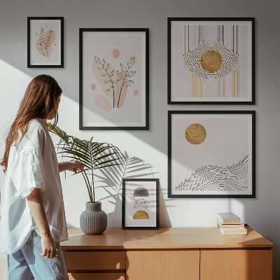 Set om 5 tavlor Snygga minimalistiska växter