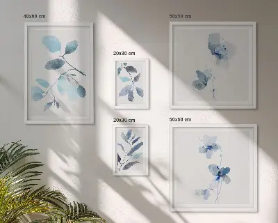 Blå växtaccenter tavelset med 5 delar