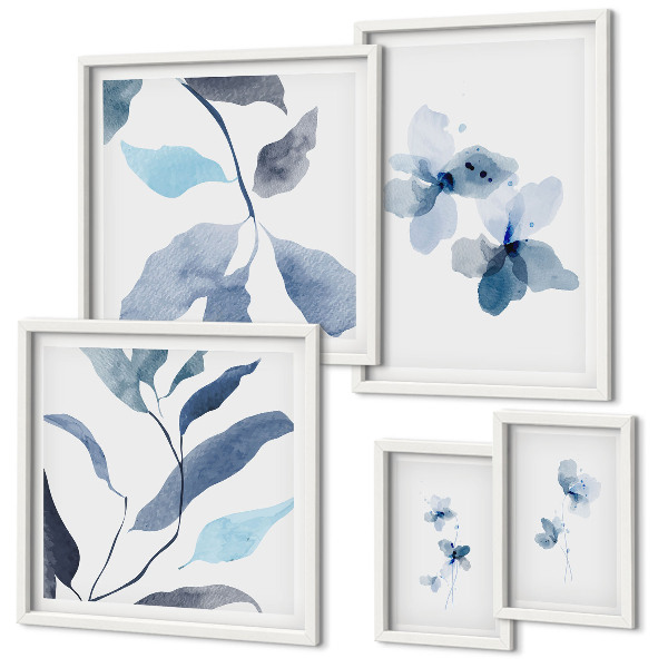 Tavelvägg med 5 tavlor Snygga akvarellblommor
