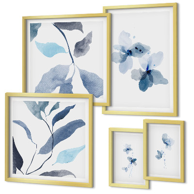 Tavelvägg med 5 tavlor Snygga akvarellblommor