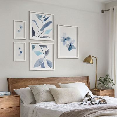 Tavelvägg med 5 tavlor Snygga akvarellblommor