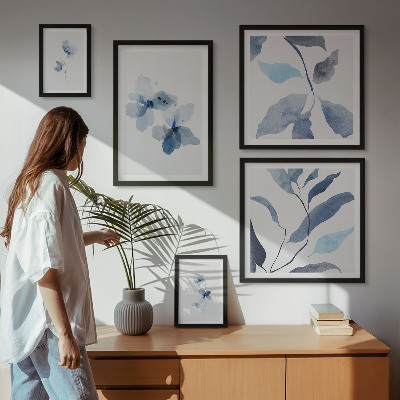 Tavelvägg med 5 tavlor Snygga akvarellblommor