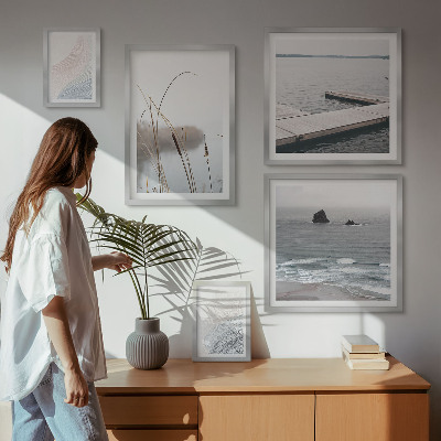 Tavelvägg med 5 tavlor Minimalistiska havslandskap