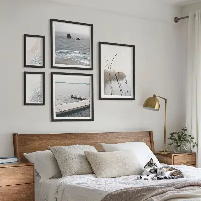 Tavelvägg Minimalistiska havslandskap med 5 tavlor