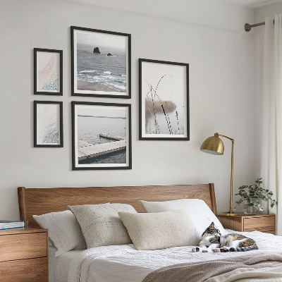 Tavelvägg med 5 tavlor Minimalistiska havslandskap
