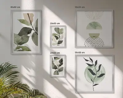Skandinaviska växtmotiv set om 5 tavlor