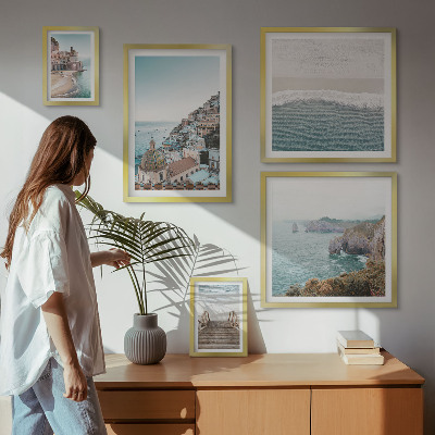 Set om 5 tavlor Landskap i en kuststad