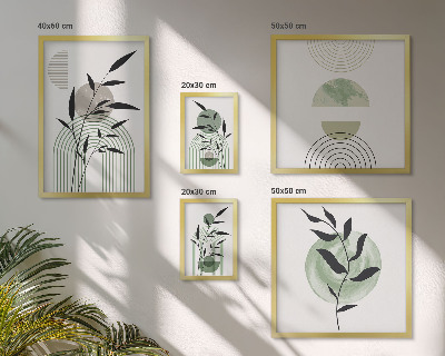 Set om 5 tavlor Snygg växtgrafik