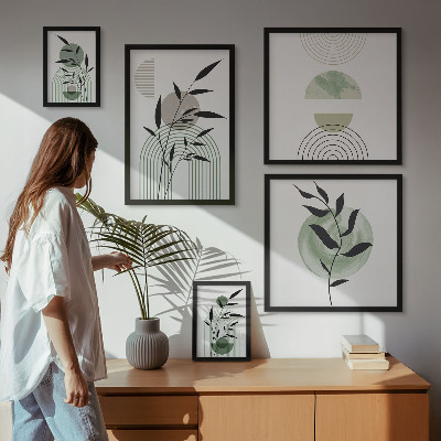 Set om 5 tavlor Snygg växtgrafik