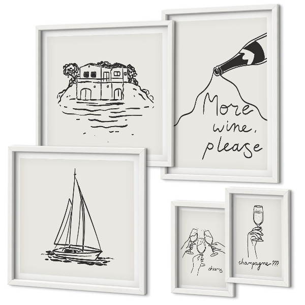 Tavelvägg med 5 tavlor Snygg vingrafik avslappning