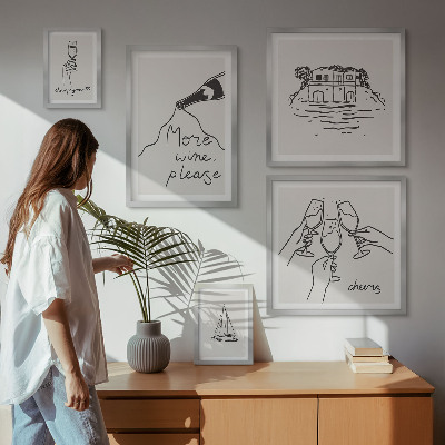 Set om 5 tavlor Snygga illustrationer av vintoast