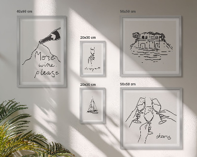 Set om 5 tavlor Snygga illustrationer av vintoast