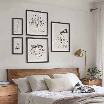 Set om 5 tavlor Snygga illustrationer av vintoast