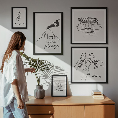 Set om 5 tavlor Snygga illustrationer av vintoast