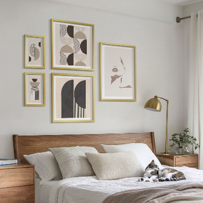 Tavelvägg med 5 tavlor Snygga geometriska porträtt