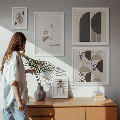 Tavelvägg med 5 tavlor Snygga geometriska porträtt