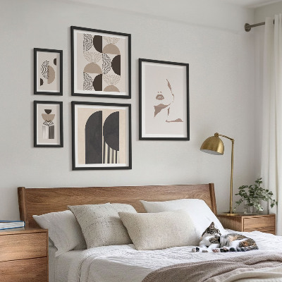 Tavelvägg med 5 tavlor Snygga geometriska porträtt