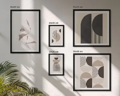 Tavelvägg med 5 geometriska porträtt snygg tavelvägg