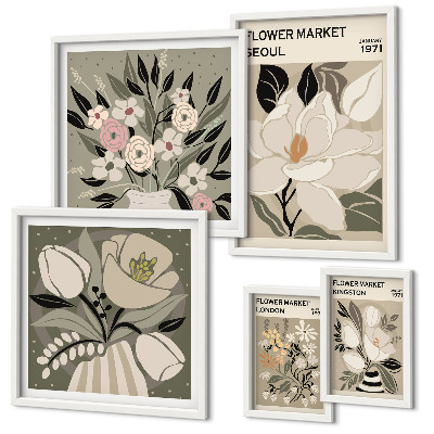 Väggdekoration tavelset Blommönster från London och Seoul