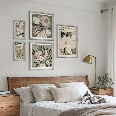 Väggdekoration tavelset Blommönster från London och Seoul