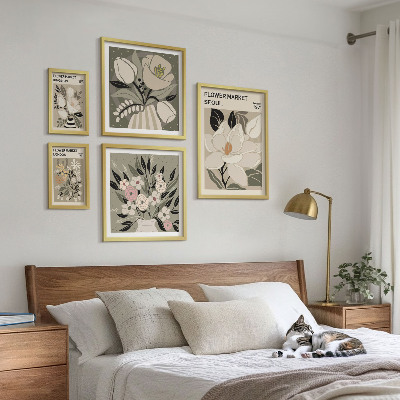 Väggdekoration tavelset Blommönster från London och Seoul