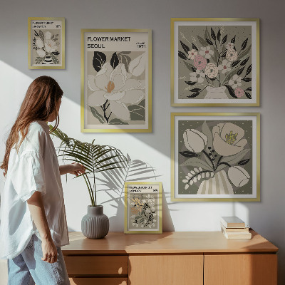 Väggdekoration tavelset Blommönster från London och Seoul
