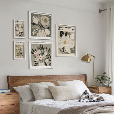 Väggdekoration tavelset Blommönster från London och Seoul