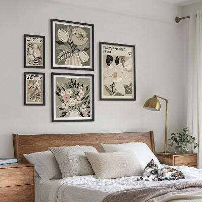 Väggdekoration tavelset Blommönster från London och Seoul