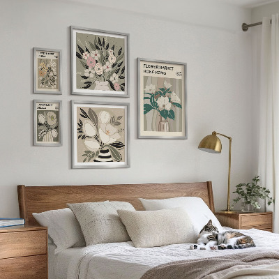 Tavelvägg med 5 tavlor Retro vintage blomstermässa