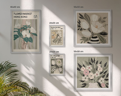 Tavelvägg med 5 tavlor Retro vintage blomstermässa