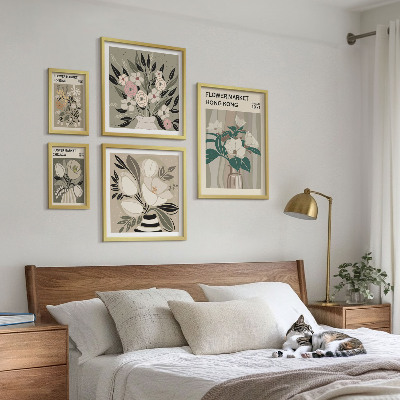 Tavelvägg med 5 tavlor Retro vintage blomstermässa