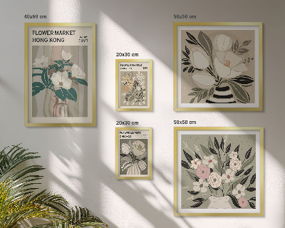 Tavelvägg med 5 tavlor Retro vintage blomstermässa