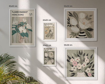 Tavelvägg med 5 tavlor Retro vintage blomstermässa