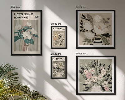 Tavelvägg med 5 tavlor Retro vintage blomstermässa