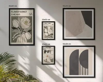 Tavelset väggdekoration med snygga blomsterarrangemang