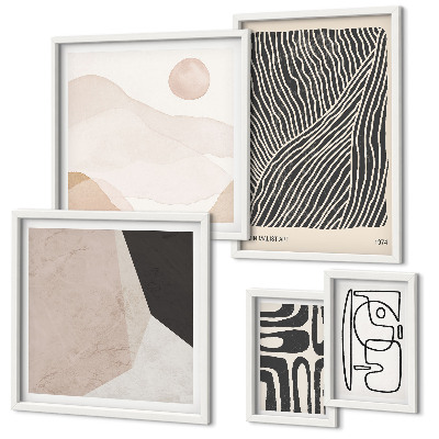 Set om 5 tavlor Minimalistiska jordmönster abstrakt