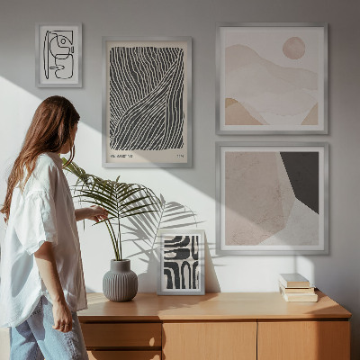 Set om 5 tavlor Minimalistiska jordmönster abstrakt
