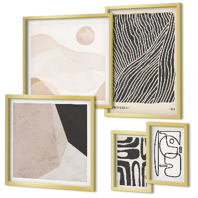 Set om 5 tavlor Minimalistiska jordmönster abstrakt