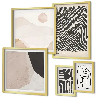 Minimalistiska jordmönster abstrakt set om 5 tavlor