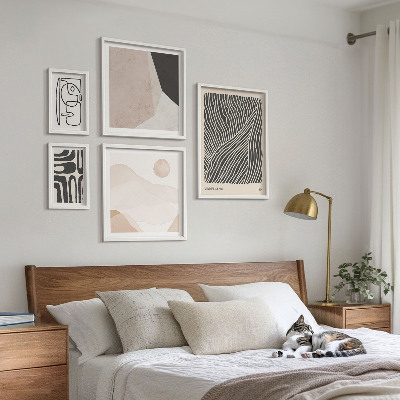 Set om 5 tavlor Minimalistiska jordmönster abstrakt