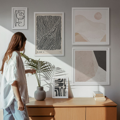 Set om 5 tavlor Minimalistiska jordmönster abstrakt