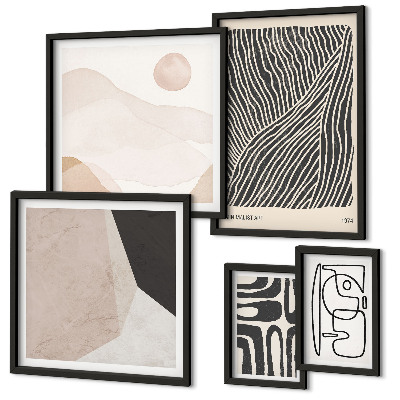 Set om 5 tavlor Minimalistiska jordmönster abstrakt