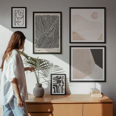 Set om 5 tavlor Minimalistiska jordmönster abstrakt