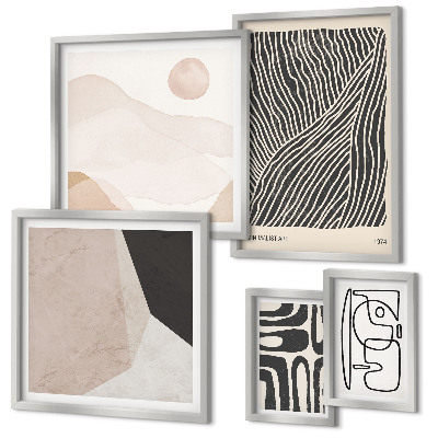 Set om 5 tavlor Minimalistiska jordmönster abstrakt