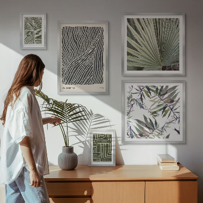 Tavelvägg med 5 tavlor Minimalistiska växtmönster