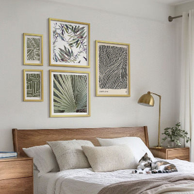 Tavelvägg med 5 tavlor Minimalistiska växtmönster