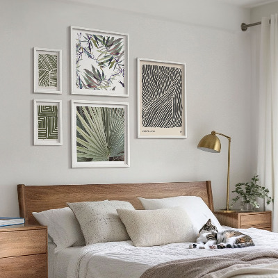 Tavelvägg med 5 tavlor Minimalistiska växtmönster