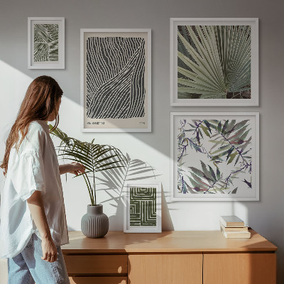 Tavelvägg med 5 tavlor Minimalistiska växtmönster